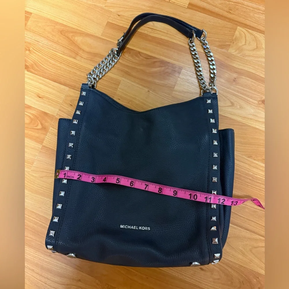 Michael Kors Navy, Studded Pebble Leather Chain Bag
